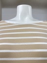 BLUSA LARGA, MARGA 3/4, TEXTURA DE RAYAS CAFÉ CON BLANCO 